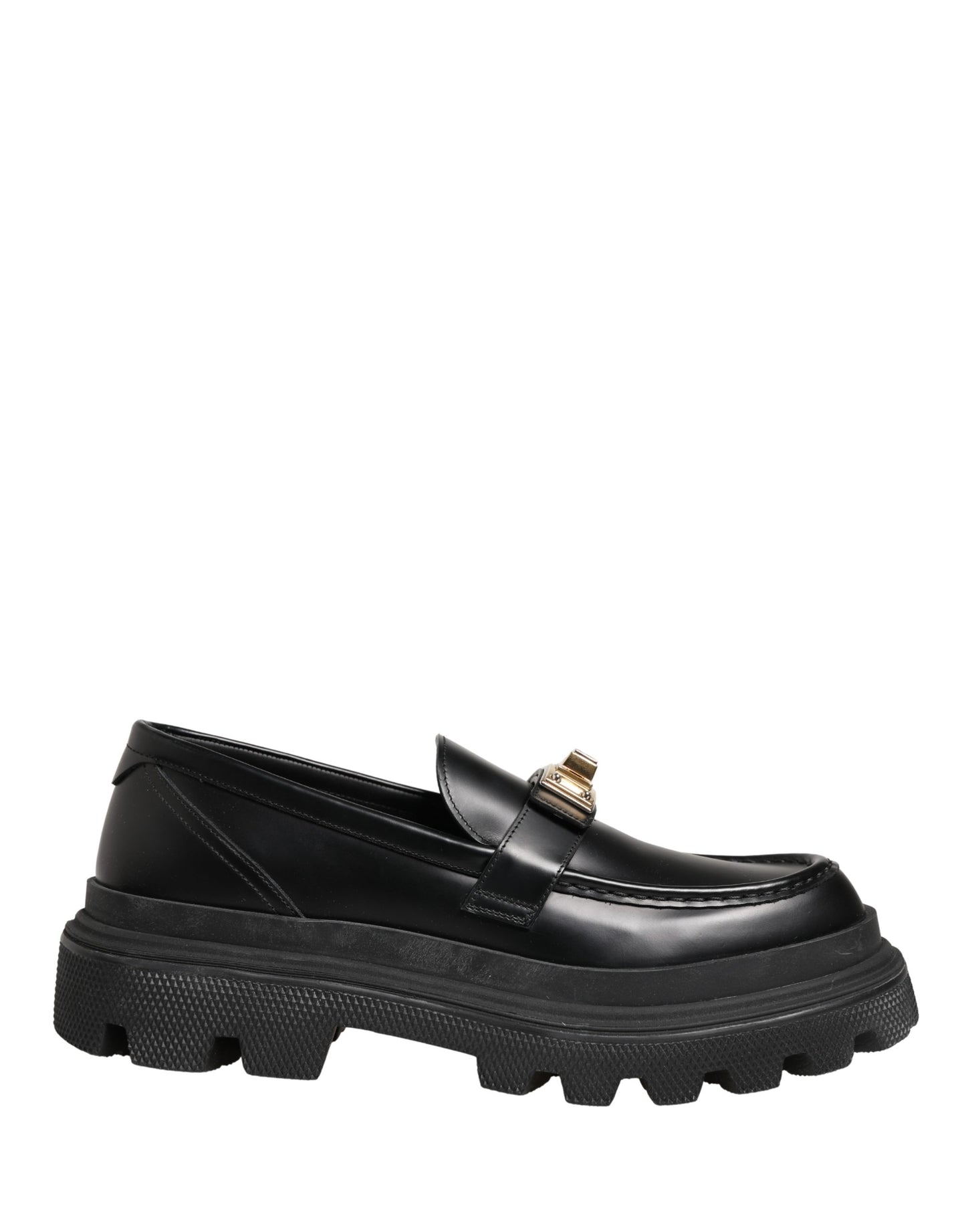Dolce & Gabbana Black Chunky Sole Leather Men Loafers Shoes