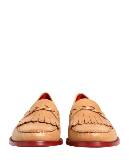 Dolce & Gabbana Beige Tassel Leather Men Slip On Loafers Shoes