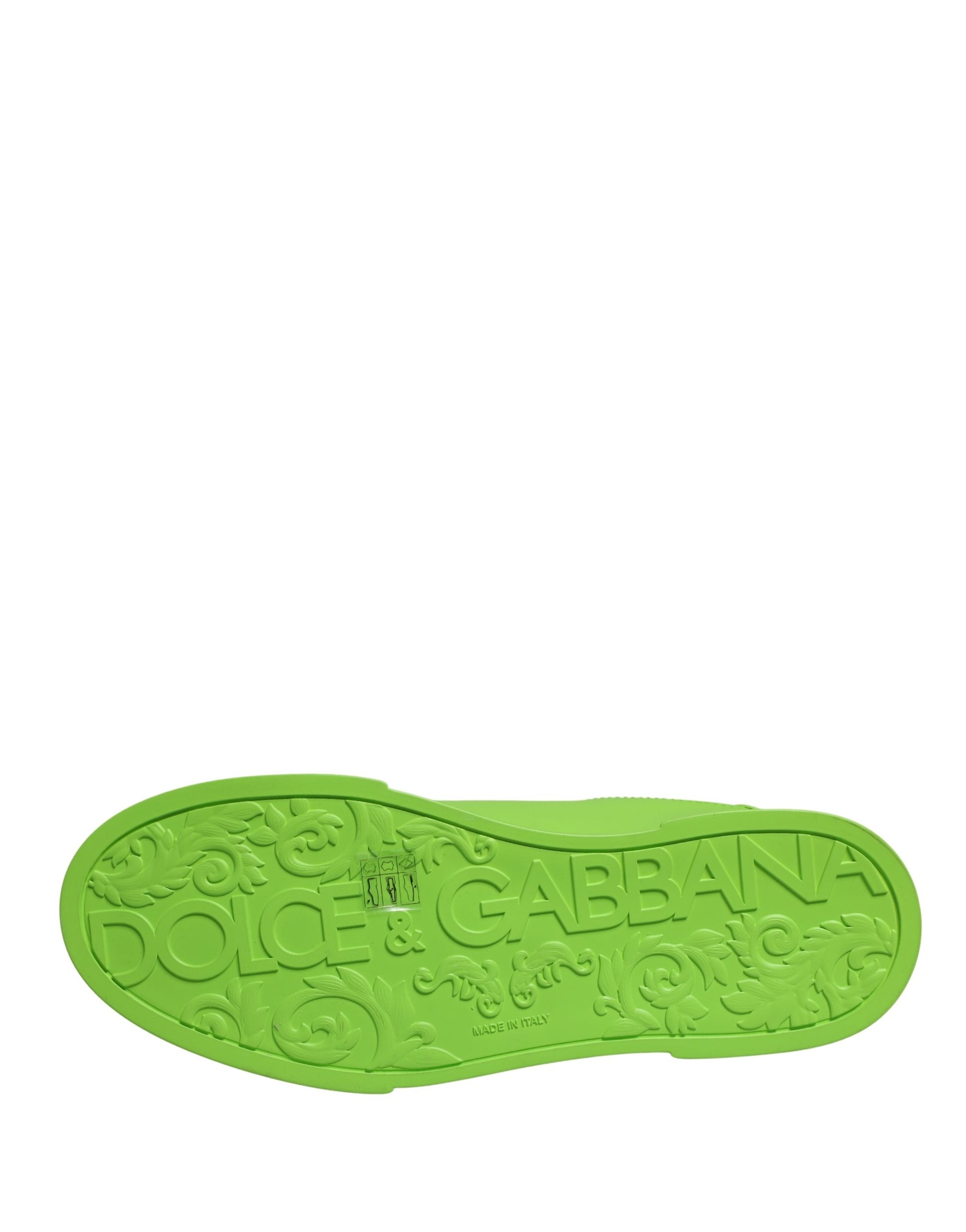 Dolce & Gabbana Green Leather Portofino Low Top Sneakers Shoes