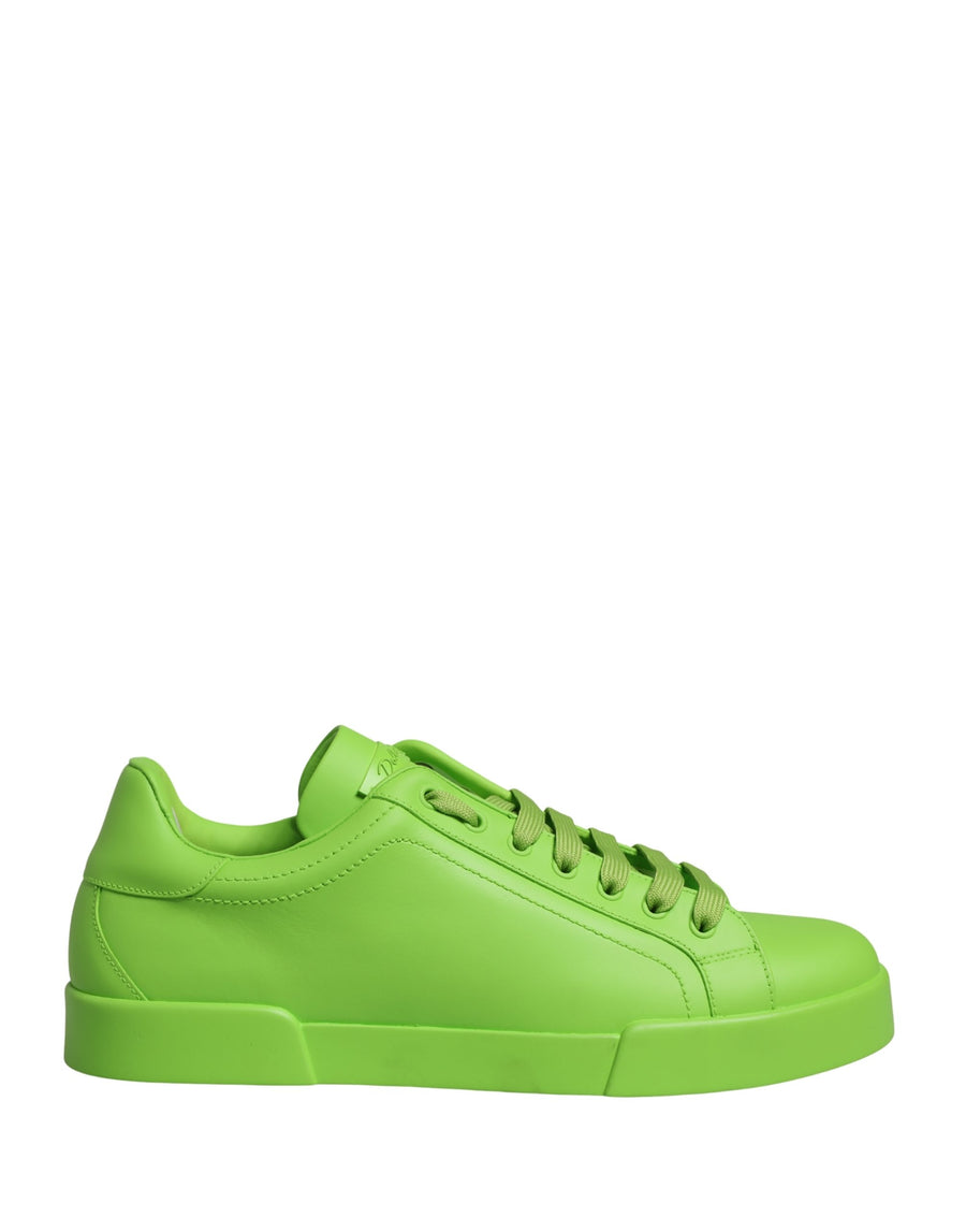 Dolce & Gabbana Green Leather Portofino Low Top Sneakers Shoes