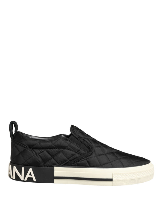 Dolce & Gabbana Black Quilted Slip On Low Top Sneakers Shoes