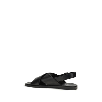 Prada Black Calf Leather Bos Taurus Sandals