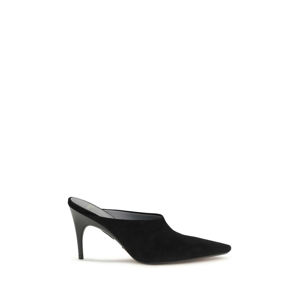 Balenciaga Black Suede Leather Mid Heel Pumps