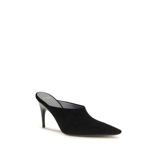 Balenciaga Black Suede Leather Mid Heel Pumps