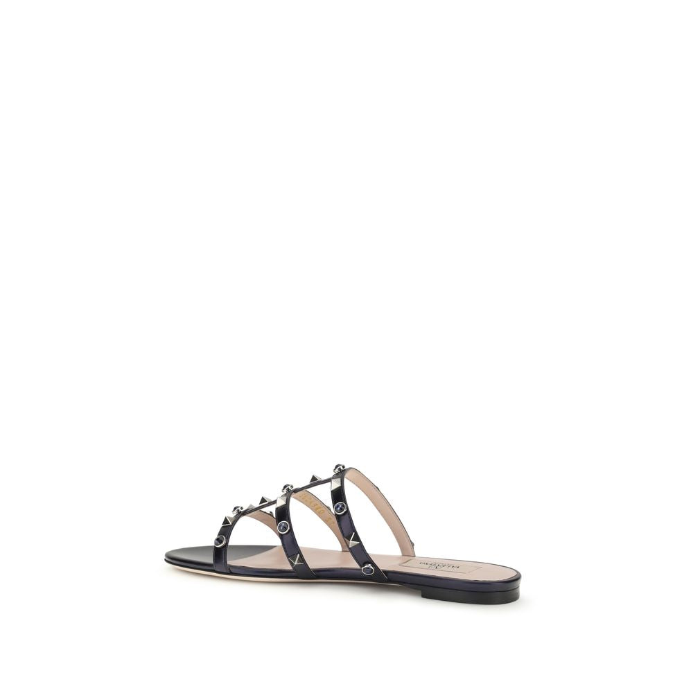 Valentino Garavani Blue Napa Leather / Calf Bos Taurus Flat Sandals