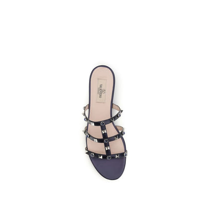 Valentino Garavani Blue Napa Leather / Calf Bos Taurus Flat Sandals