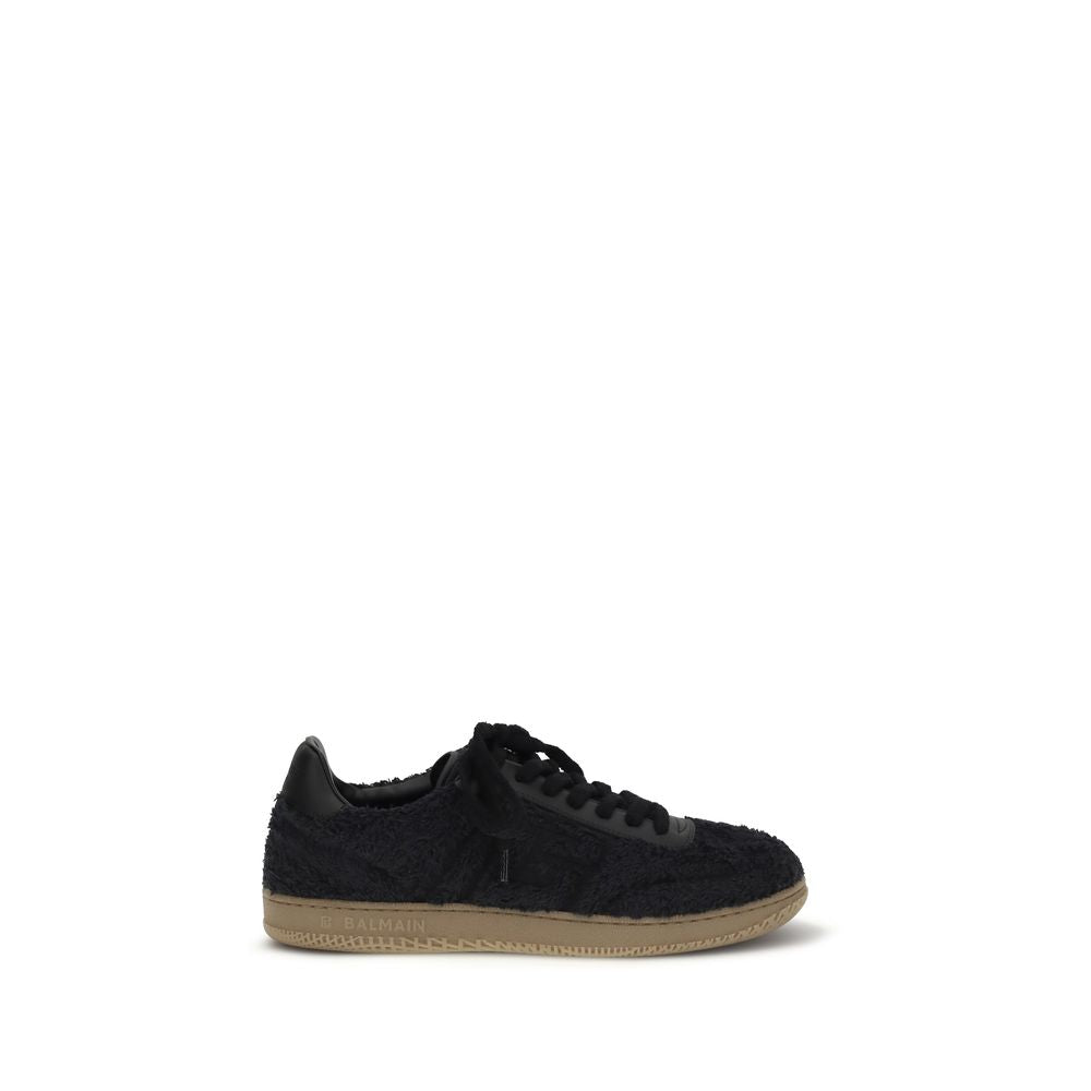 Balmain Black Suede Leather Low Top Sneakers