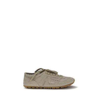 Balmain Beige Cotton Athletic Sneakers