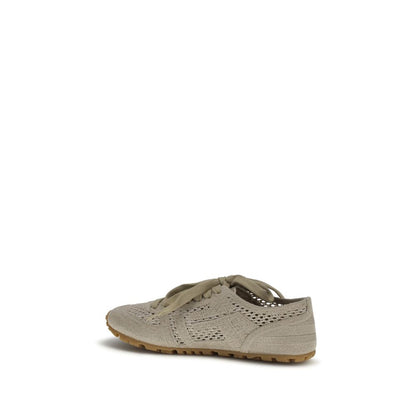 Balmain Beige Cotton Athletic Sneakers