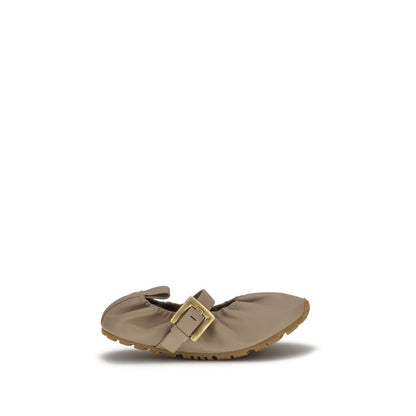 Balmain Beige Calf Leather Bos Taurus Ballet Flats