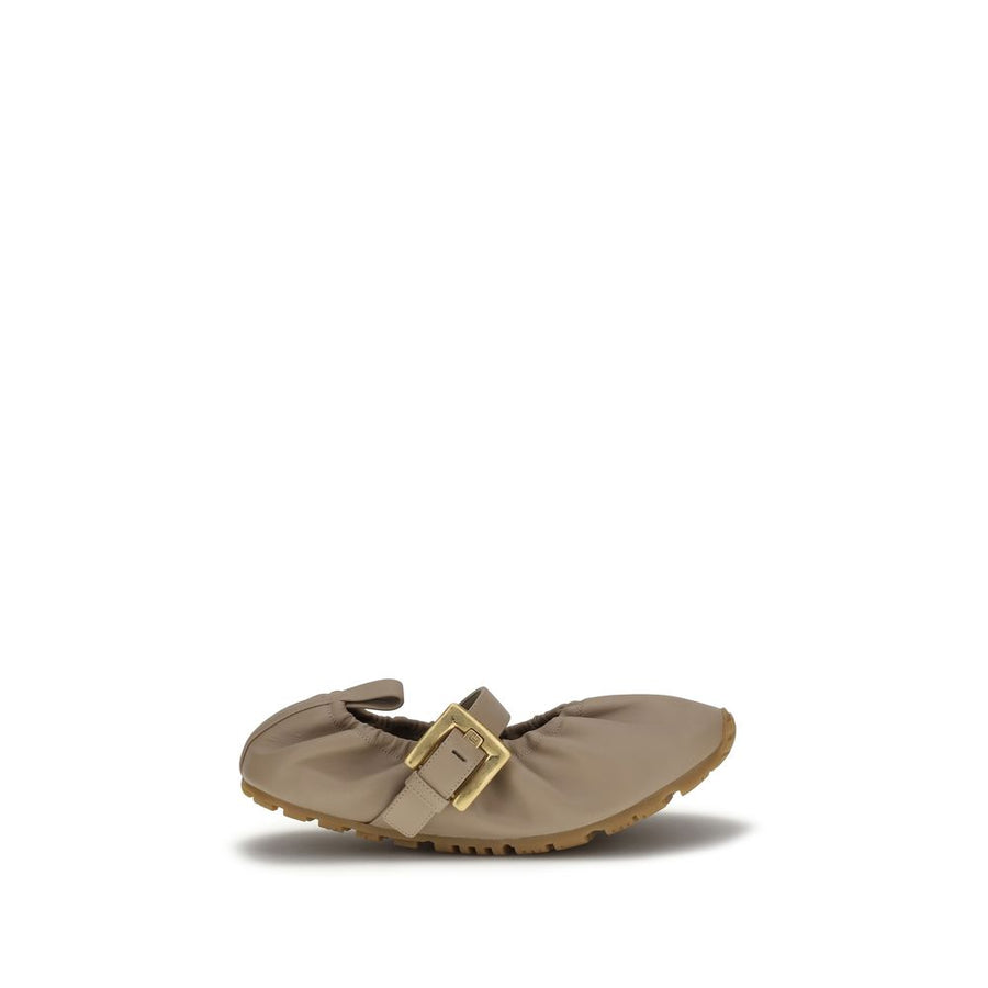 Balmain Beige Calf Leather Bos Taurus Ballet Flats