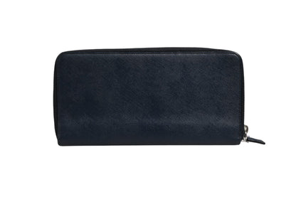 Prada Navy Oliver Embossed Leather Zip-Around Wallet