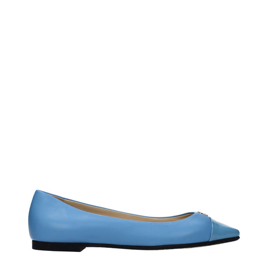 Jimmy Choo Light Blue Leather Ballet Flats