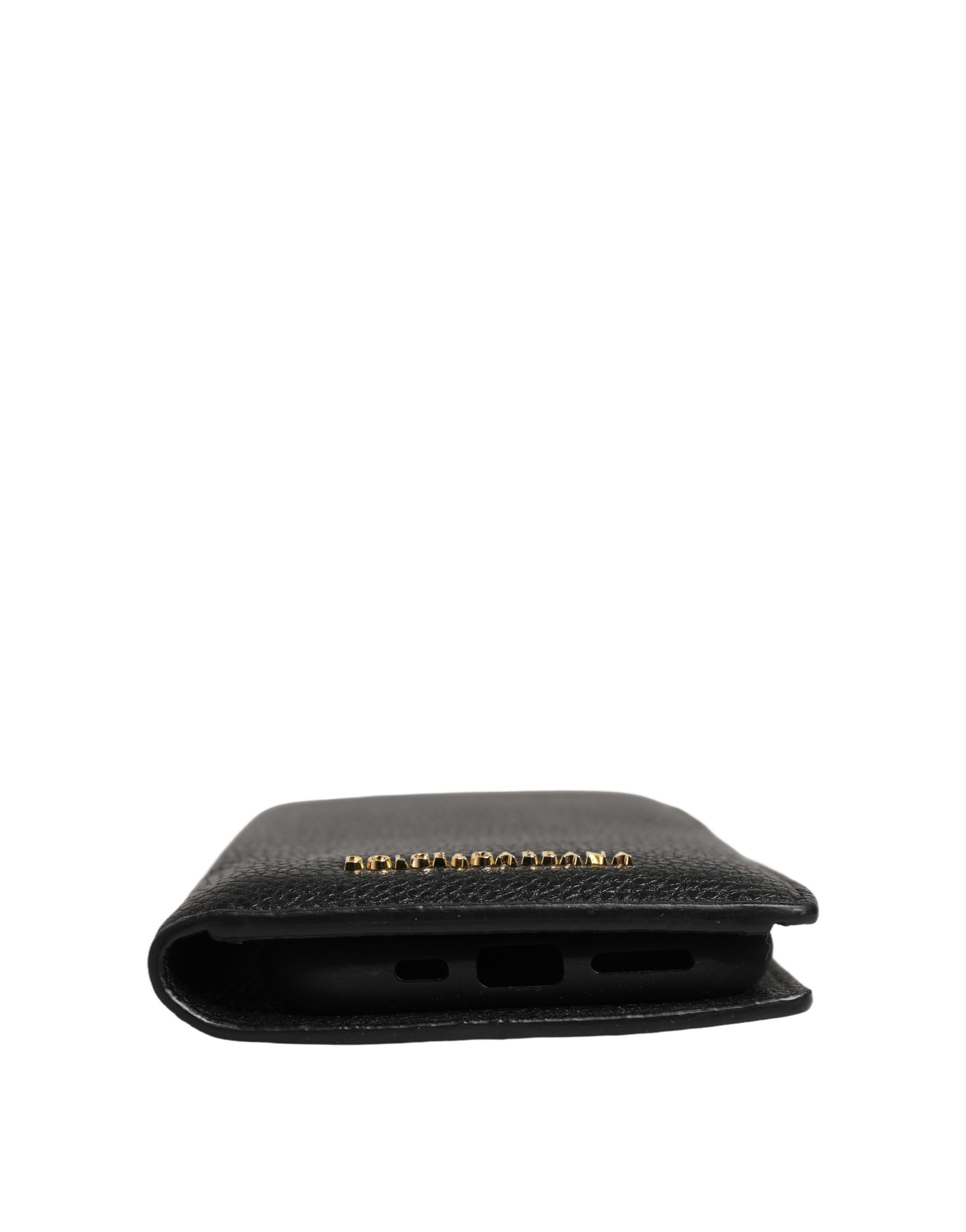 Dolce & Gabbana Case Flip Cover Black Calf Leather iPhone11 PRO Phone
