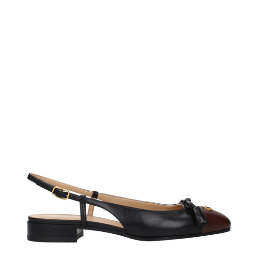 Valentino Garavani Black Leather Ballet Flats