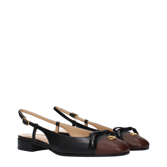 Valentino Garavani Black Leather Ballet Flats