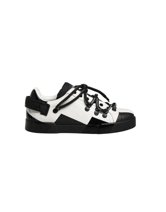 Dolce & Gabbana White Black DG Logo PORTOFINO Sneakers Shoes