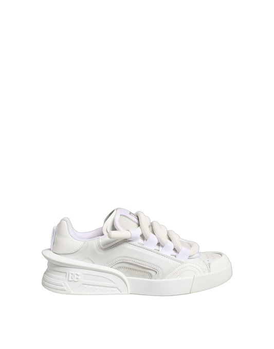 Dolce & Gabbana White Calfskin Leather Low Top Sneakers Shoes