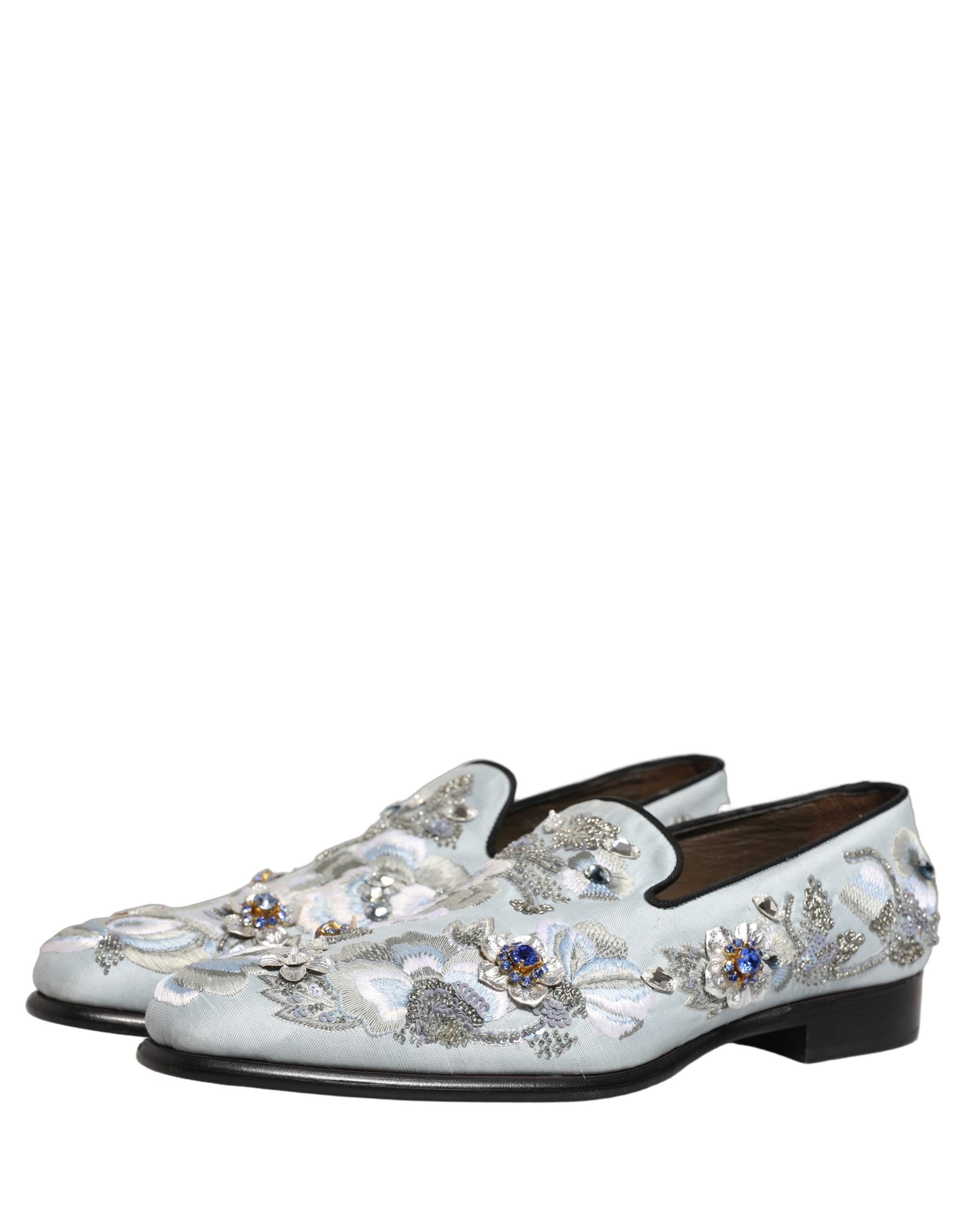 Dolce & Gabbana White Floral Embellished Men Loafers  Shoes
