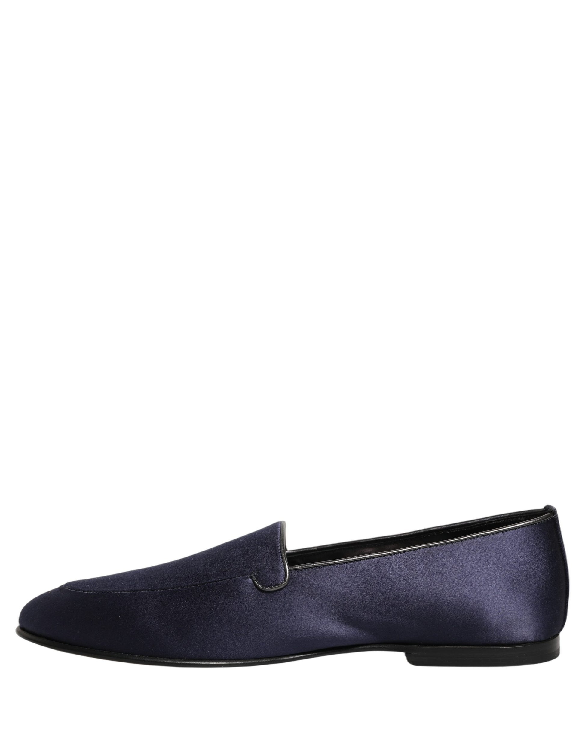Dolce & Gabbana Navy Blue Satin DG Logo Dress Loafers Shoes