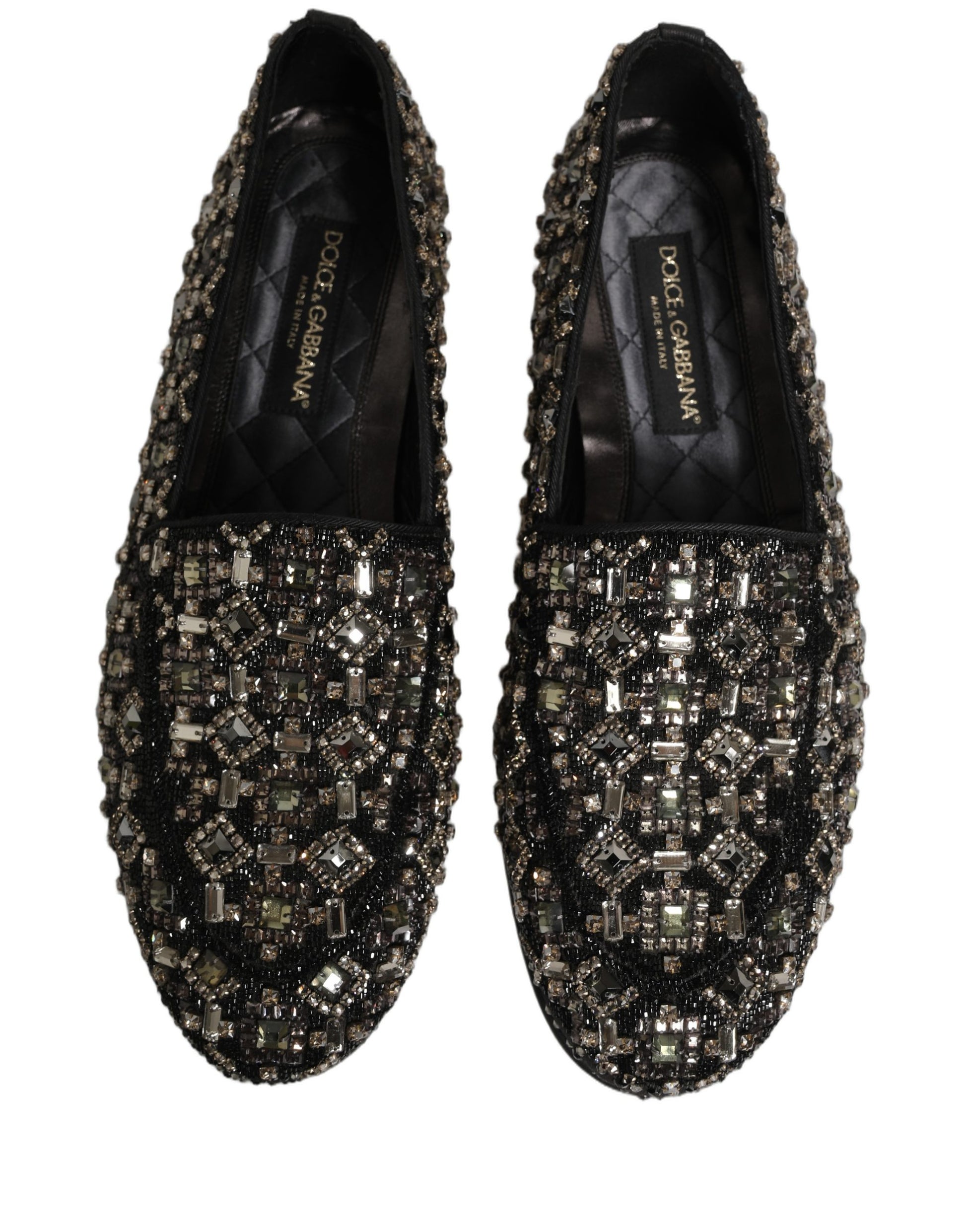 Dolce & Gabbana Silver Leather Logo Slip On Loafers Shoes