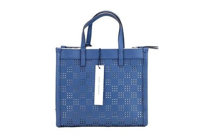 Marc Jacobs Mini Grind Blue Sea Perforated Leather Crossbody Tote Bag Purse