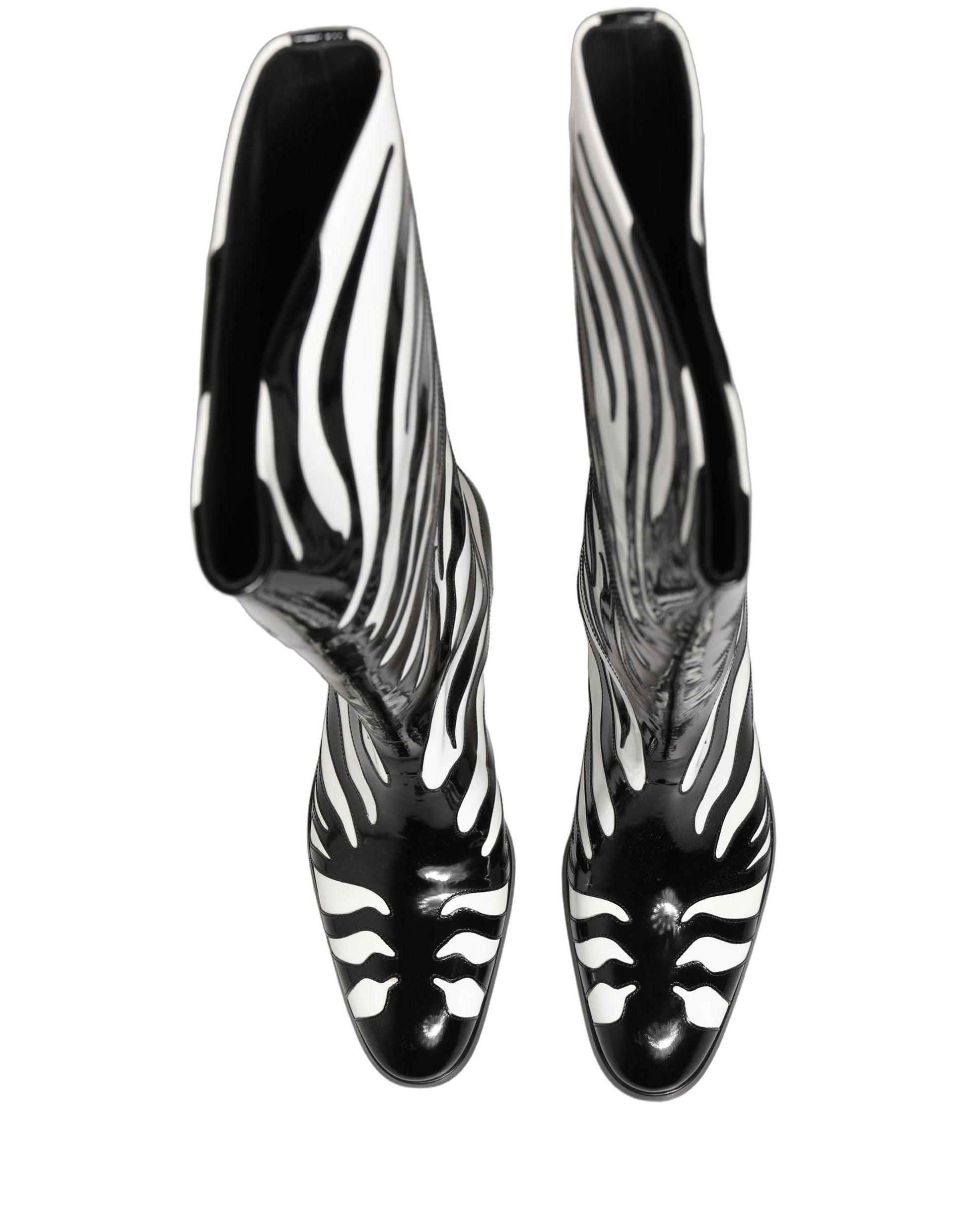 Dolce & Gabbana Black White Zebra Knee High Men Boots Shoes
