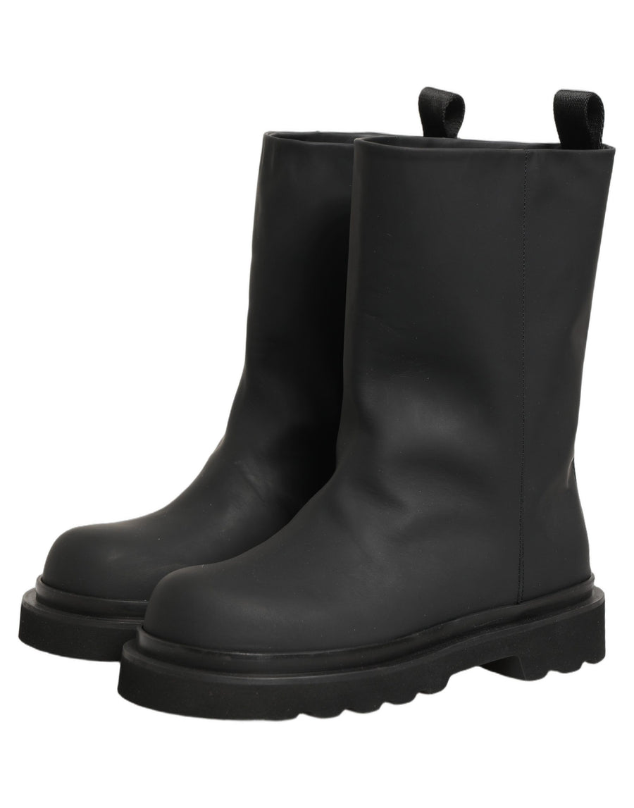 Dolce & Gabbana Black Leather Mid Calf Chunky Men Boots Shoes