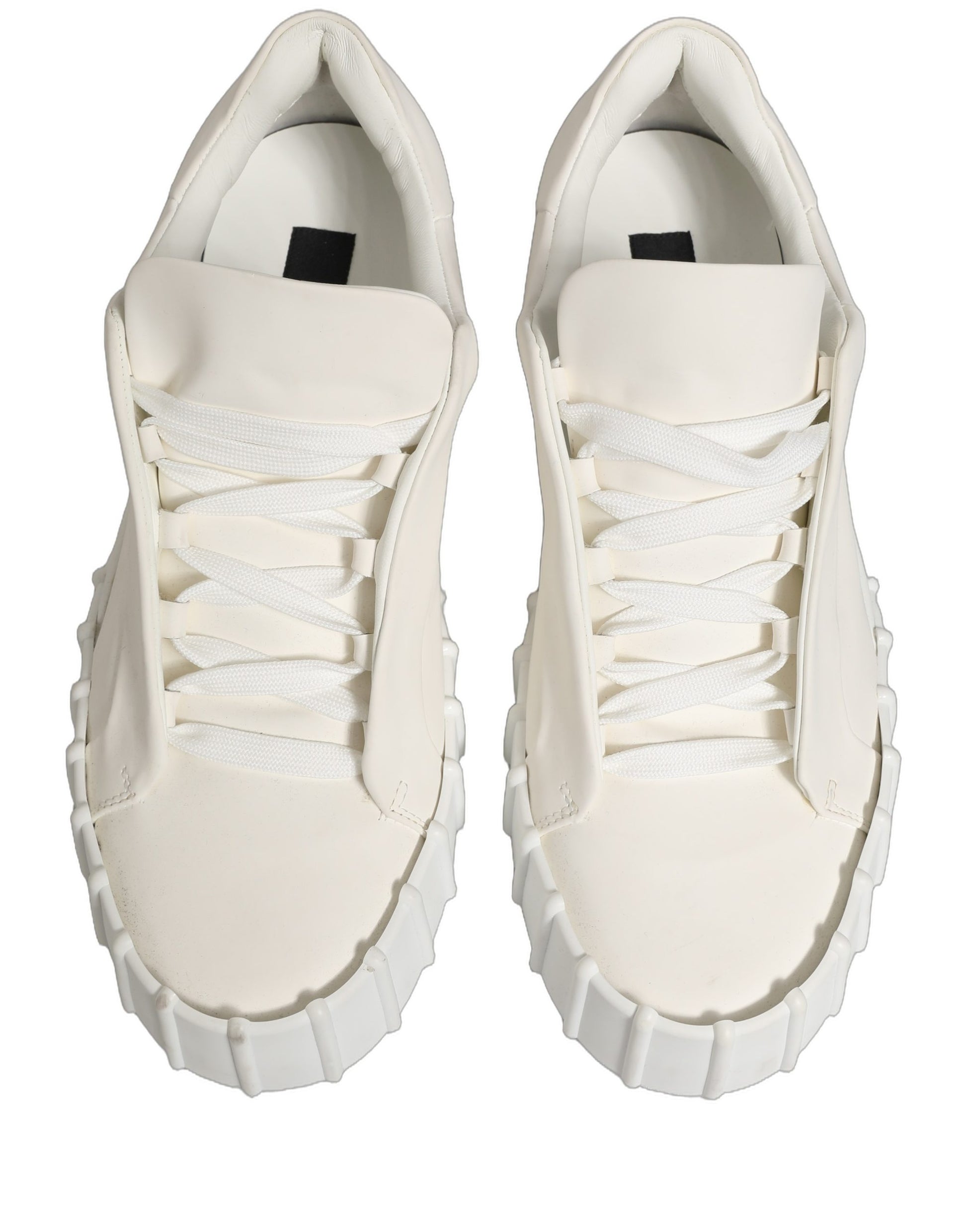 Dolce & Gabbana White Leather Low Top Lace Up Sneakers Shoes