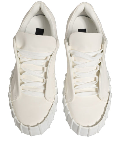 Dolce & Gabbana White Leather Low Top Lace Up Sneakers Shoes
