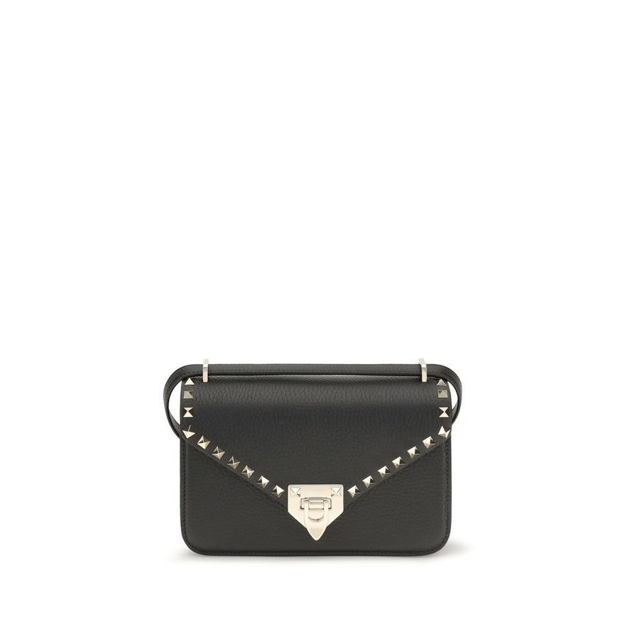 Valentino Garavani Black Calf Leather Bos Taurus Shoulder Bag