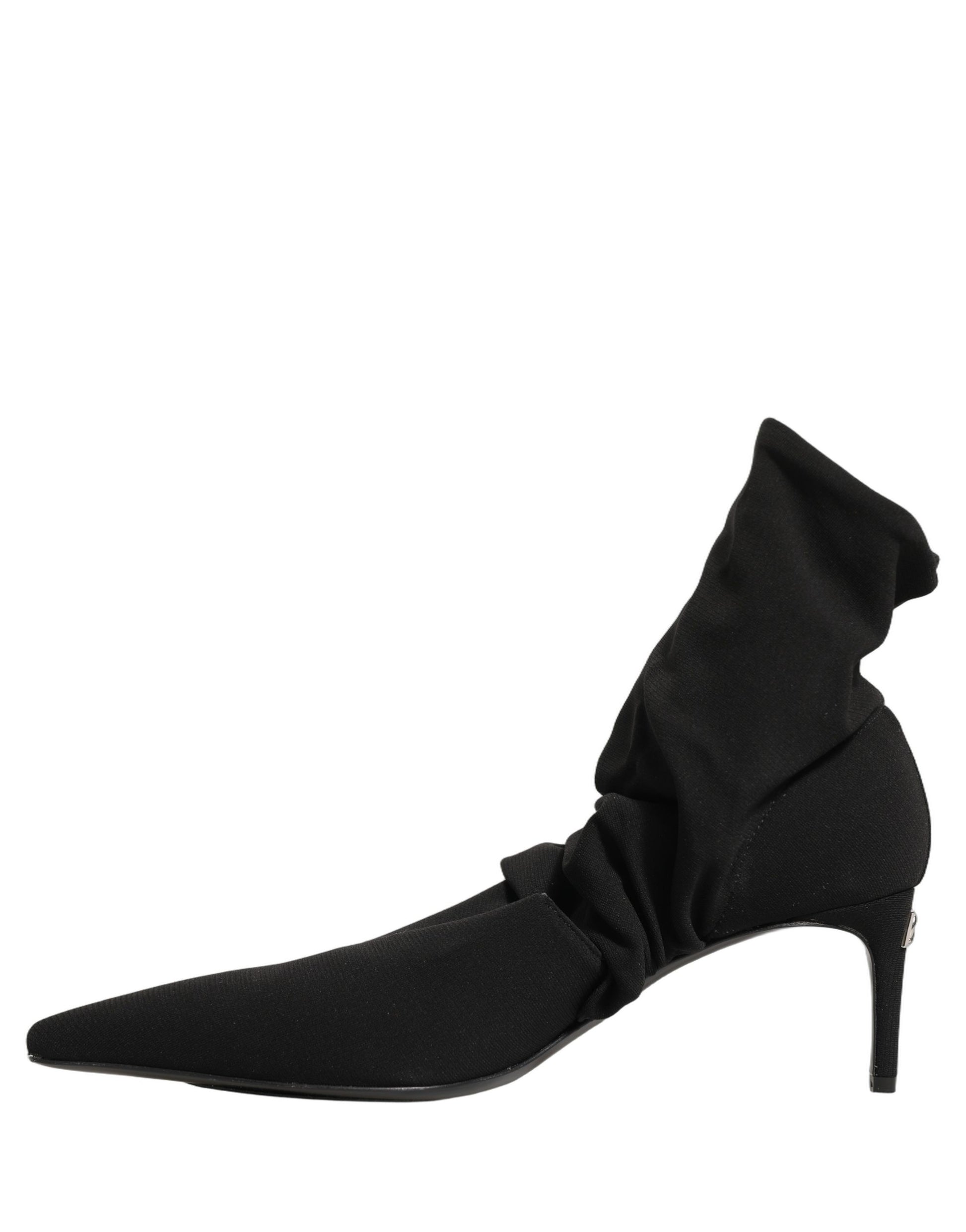 Dolce & Gabbana Black Stretch Socks Heels Ankle Boots Shoes