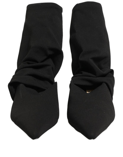 Dolce & Gabbana Black Stretch Socks Heels Ankle Boots Shoes