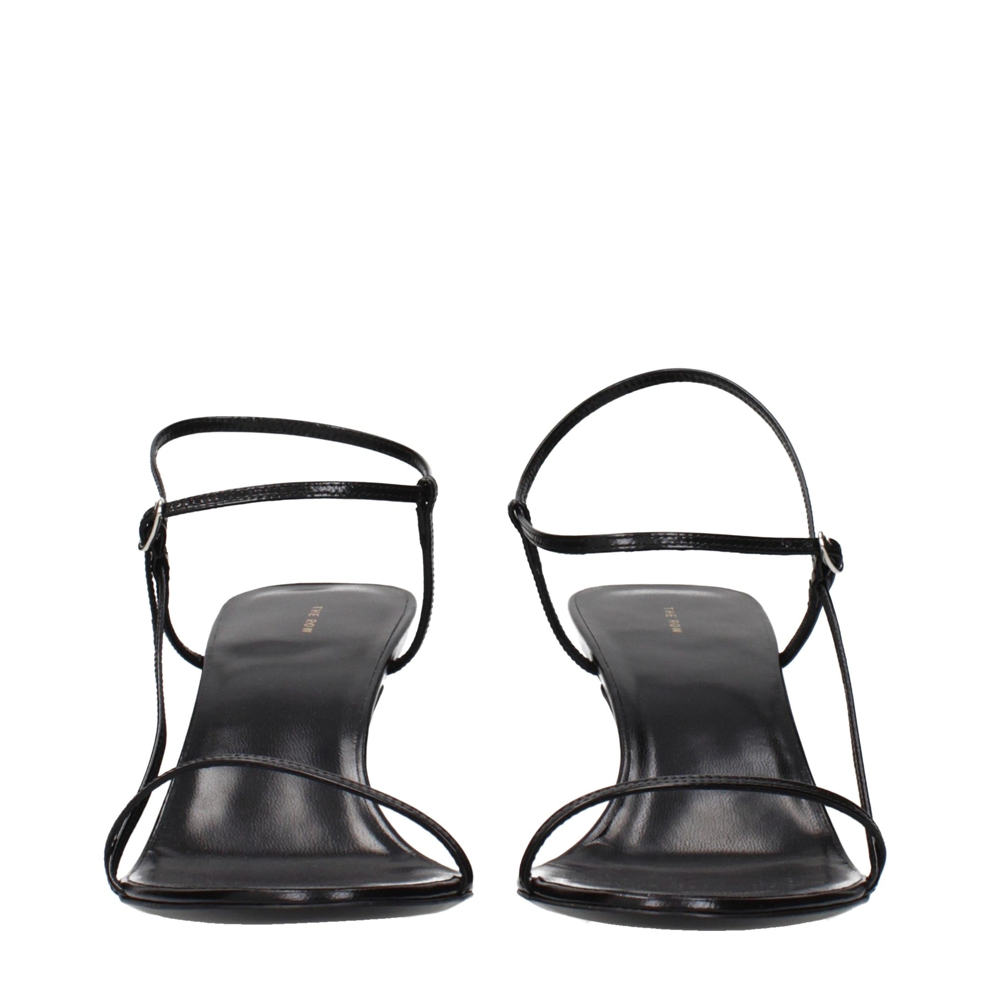 The Row Black Leather Stiletto Heel Sandals