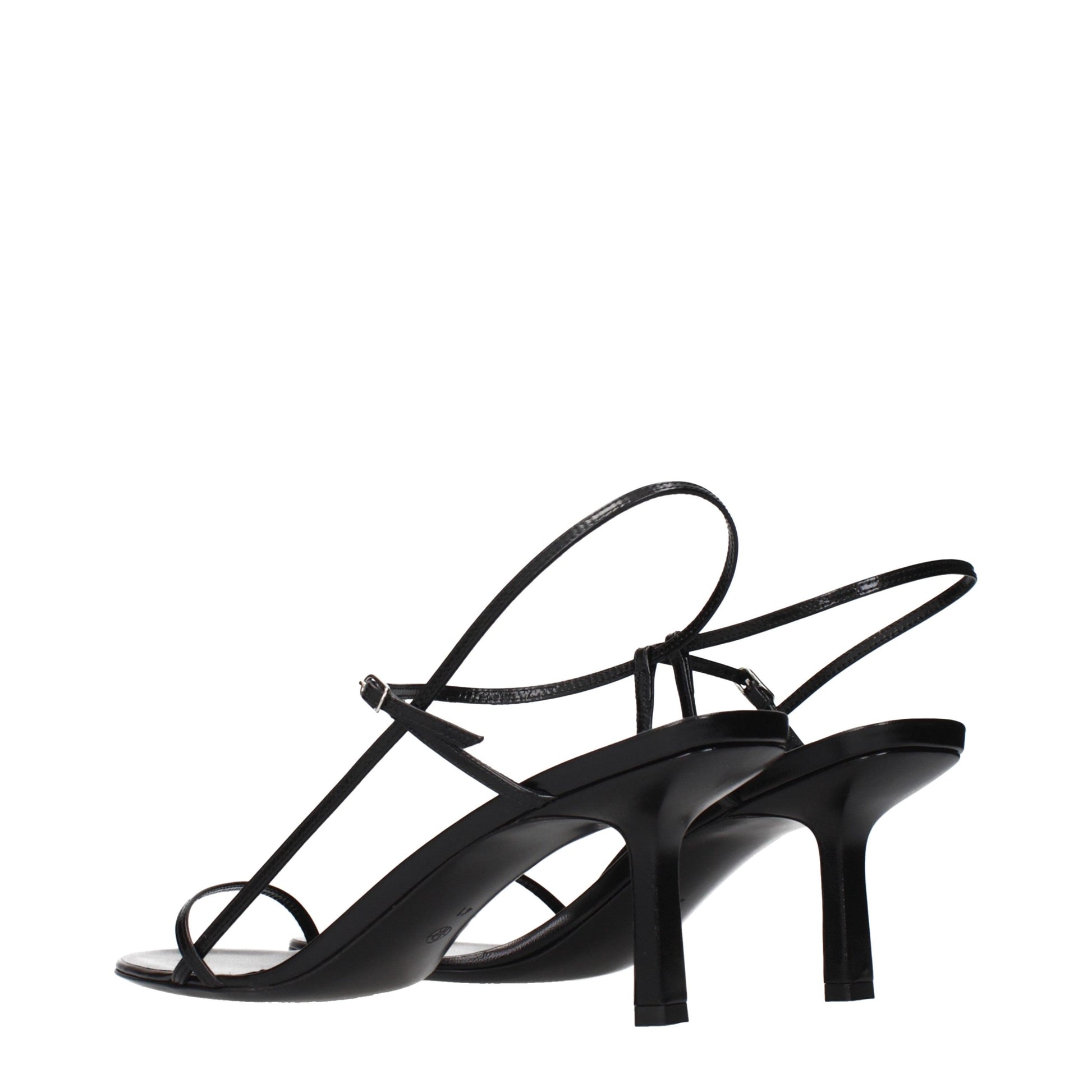 The Row Black Leather Stiletto Heel Sandals