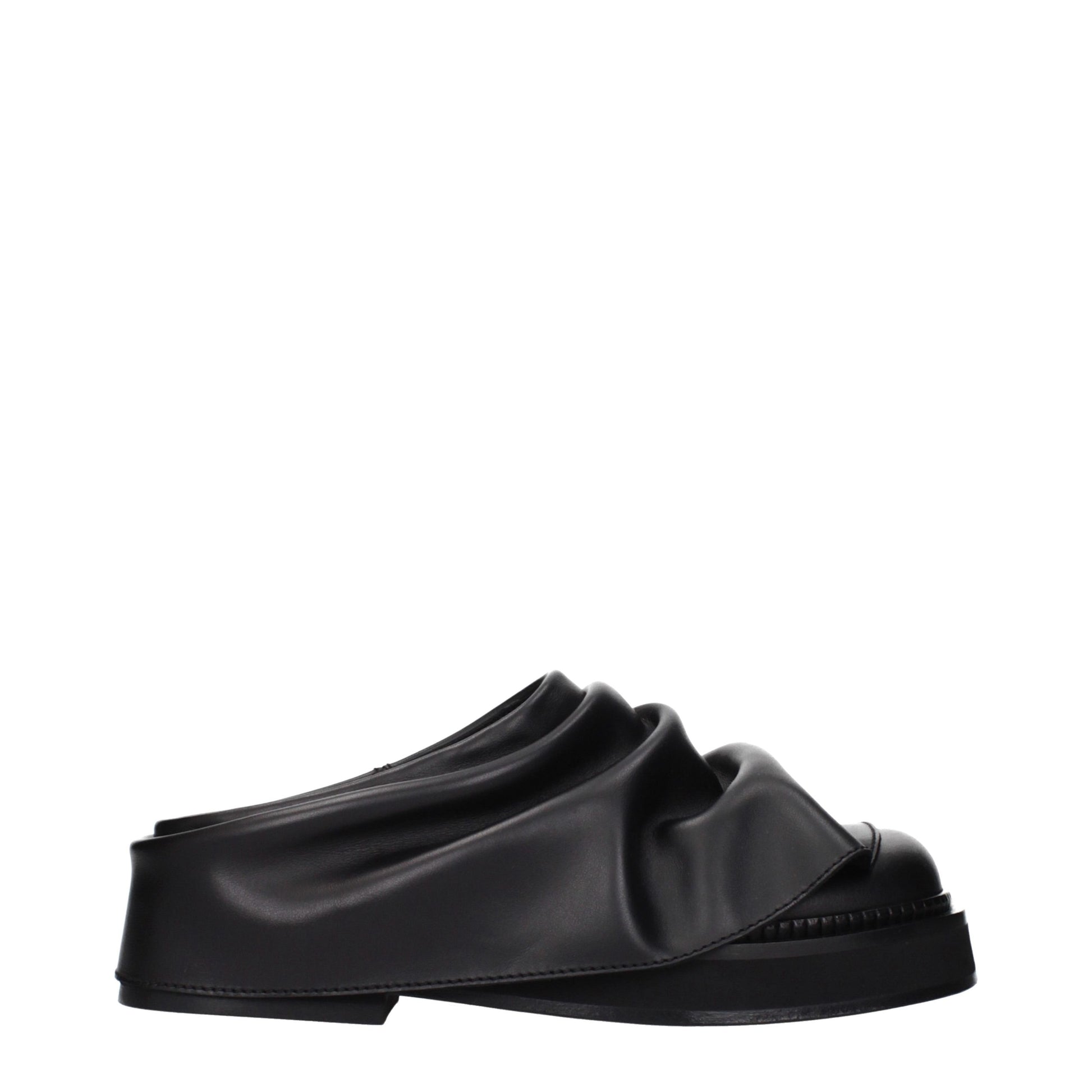 The Attico Black Leather Slippers