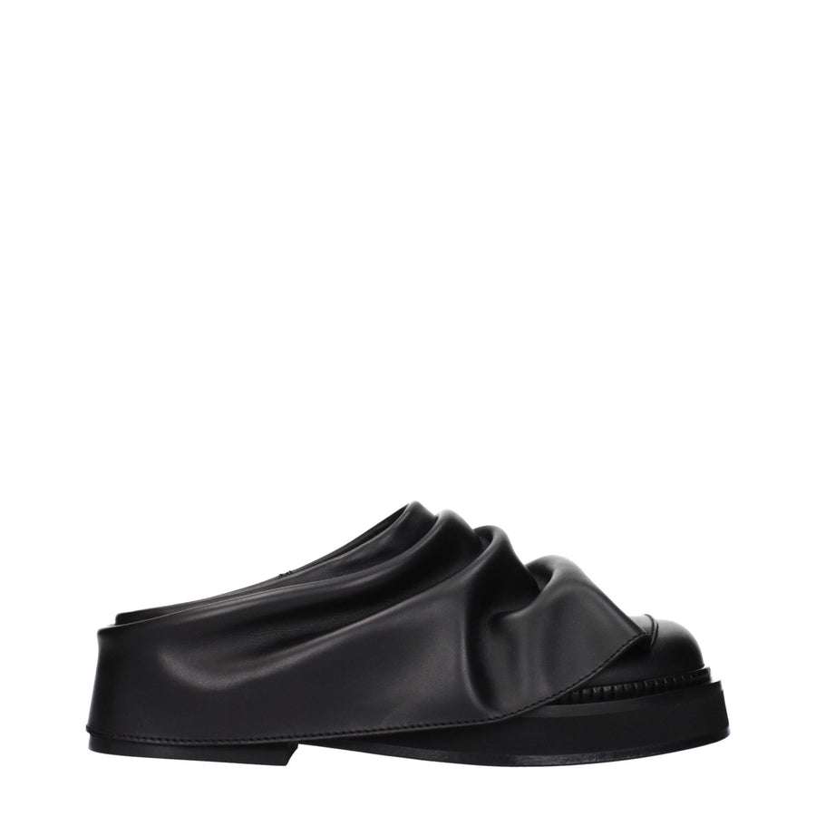 The Attico Black Leather Slippers