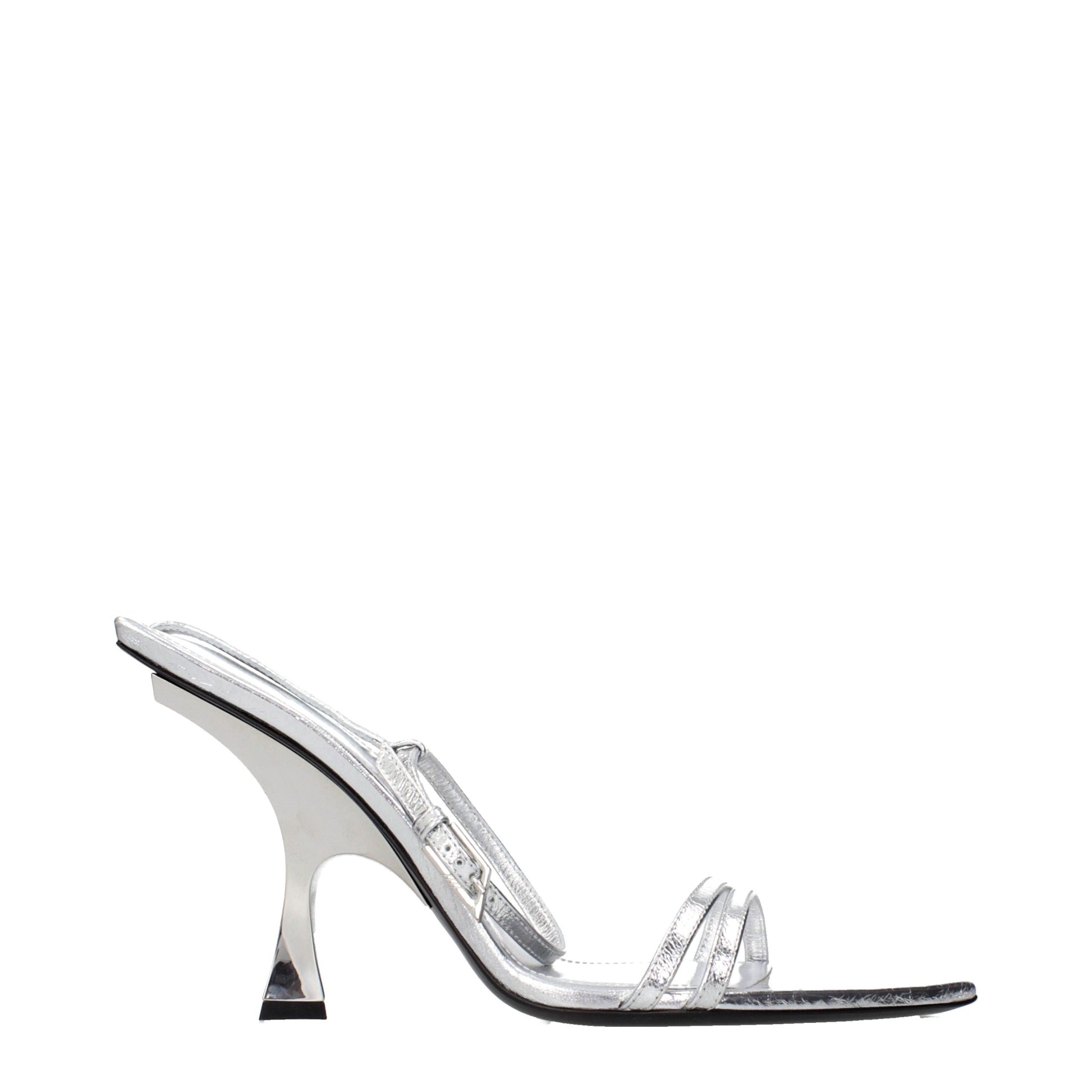 The Attico Gray Leather Stiletto Heel Sandals