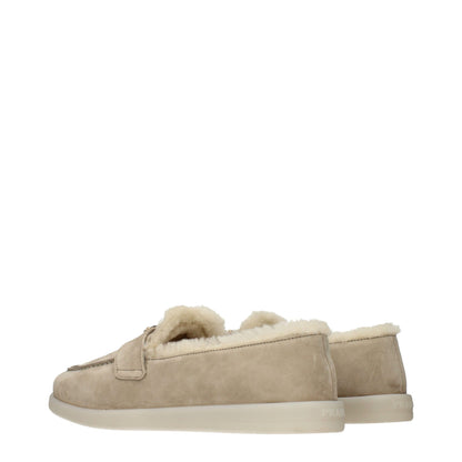 Prada Beige Leather Slip-On Loafers