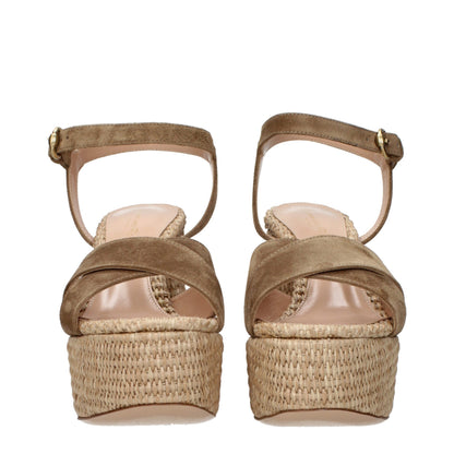 Gianvito Rossi Brown Leather Platform Sandals