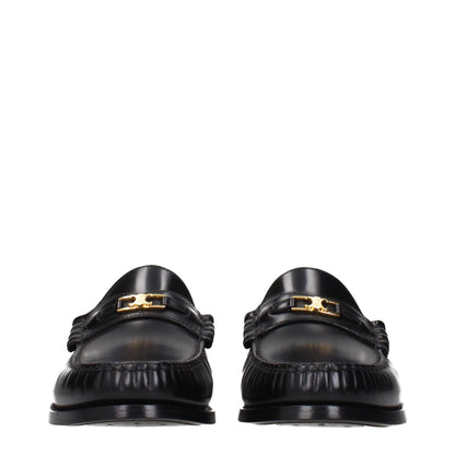 Celine Black Leather Slip-On Loafers