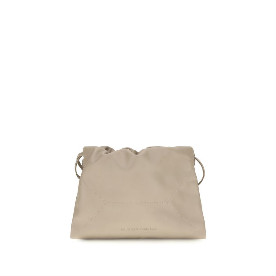 Brunello Cucinelli Beige Calf Leather Bos Taurus Shoulder Bag