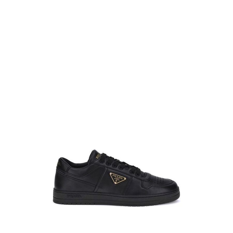 Prada Black Calf Leather Bos Taurus Low Top Sneakers