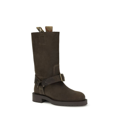 Burberry Brown Calf Leather Bos Taurus Lace-Up Boots