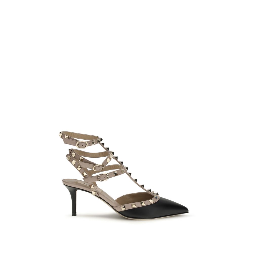 Valentino Garavani Black Calf Leather Bos Taurus High Heel Pumps