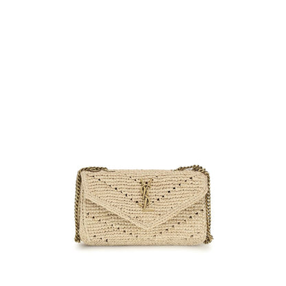 Saint Laurent Beige Raffia Shoulder Bag