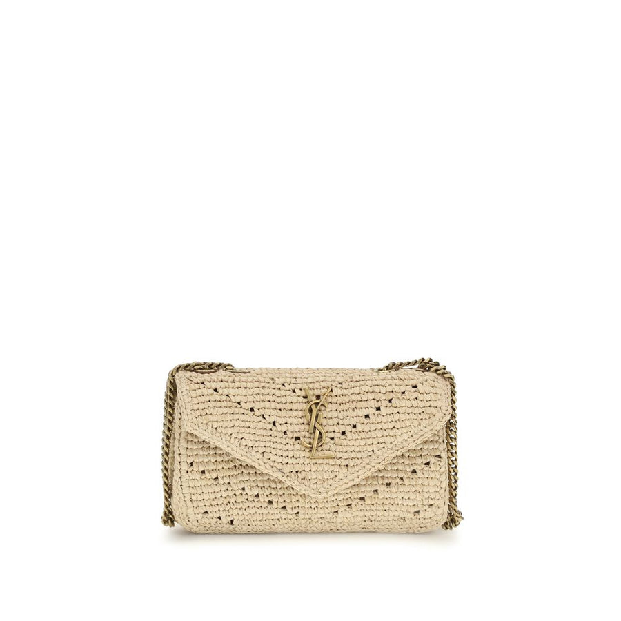Saint Laurent Beige Raffia Shoulder Bag