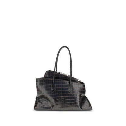 The Attico Black Calf Leather Bos Taurus Shoulder Bag