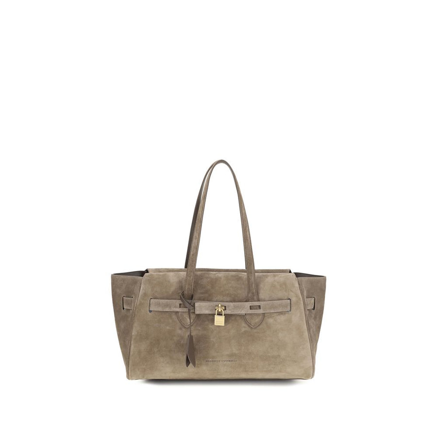 Brunello Cucinelli Brown Calf Leather Bos Taurus Shoulder Bag