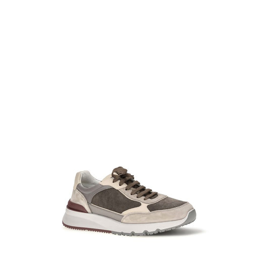 Brunello Cucinelli Gray Calf Leather Bos Taurus Chunky Sneakers